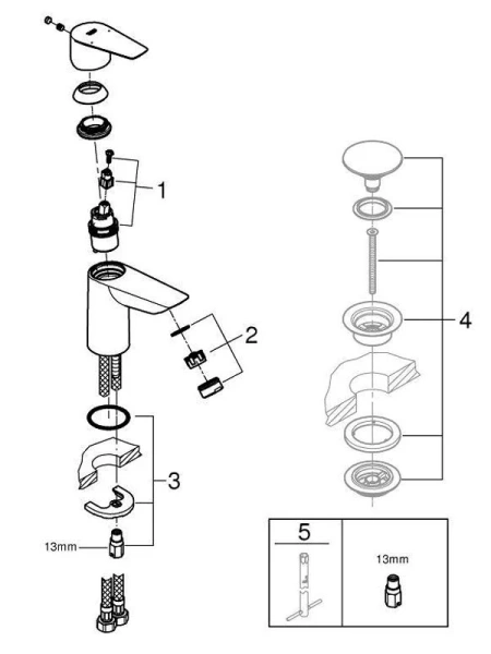 Смеситель для раковины Grohe BauEdge хром - фото 3