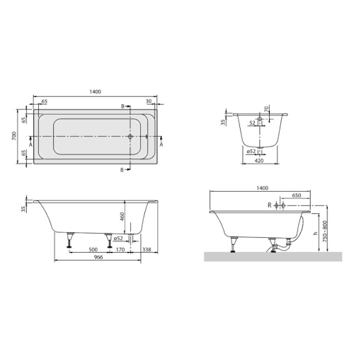 Акриловая ванна Villeroy & Boch Omnia Architectura UBA147ARA2 - фото 2