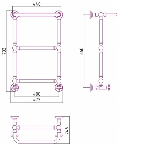 Полотенцесушитель водяной Сунержа Ренессанс 40х66 см шампань - фото 2
