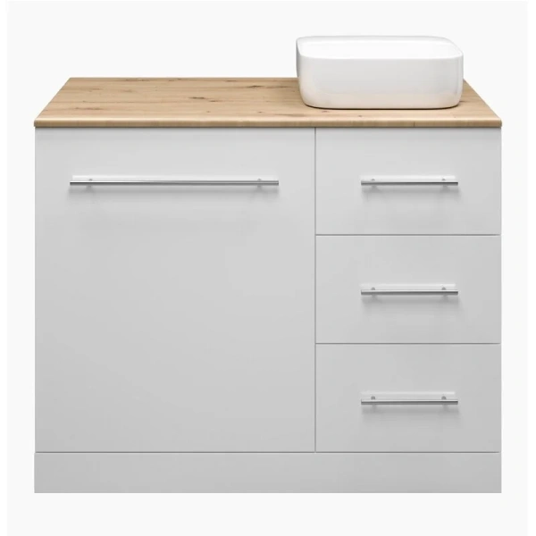 Тумба под раковину напольная Misty Респект 110 см белая/дуб артизан левая - фото 3