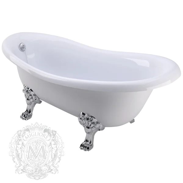 Ванна из искусственного камня Migliore Bella 170х80 см фурнитура хром - фото 1