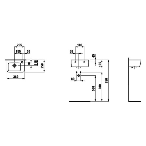 Раковина Laufen Pro 36 см без отверстия для смесителя - фото 4