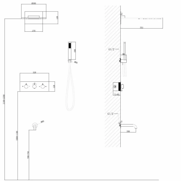 Душевой комплект Abber Wasser Kreis золото матовое, комплекты - фото 2