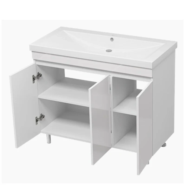 Тумба под раковину напольная Misty Енисей 100 см белая, моноблок - фото 5