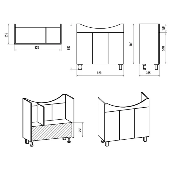 Тумба под раковину напольная Misty Изео 85 см белая - фото 2