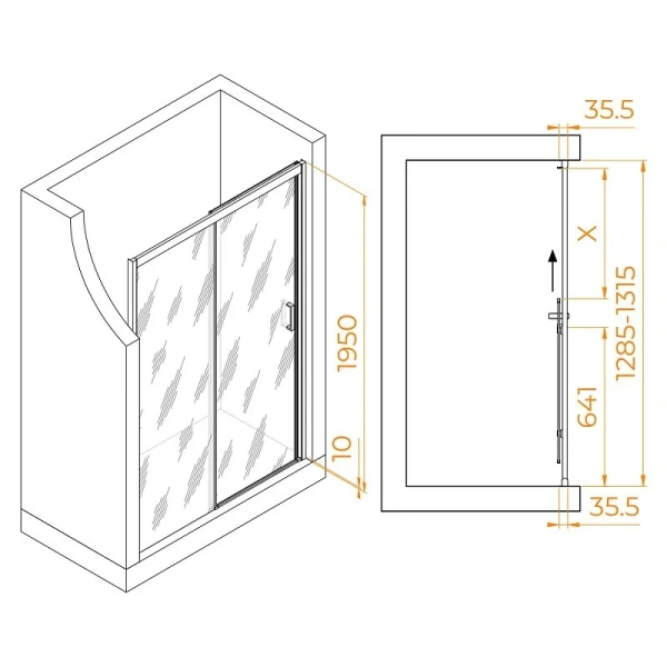 Душевая дверь в нишу RGW Passage PA-017 130 см профиль хром, стекло матовое - фото 2