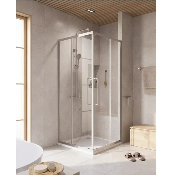 Душевой уголок Cezares Relax 90x90 см профиль хром стекло прозрачное - фото 1