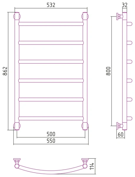 Полотенцесушитель водяной Сунержа Галант+ 50x80 см без покрытия - фото 2