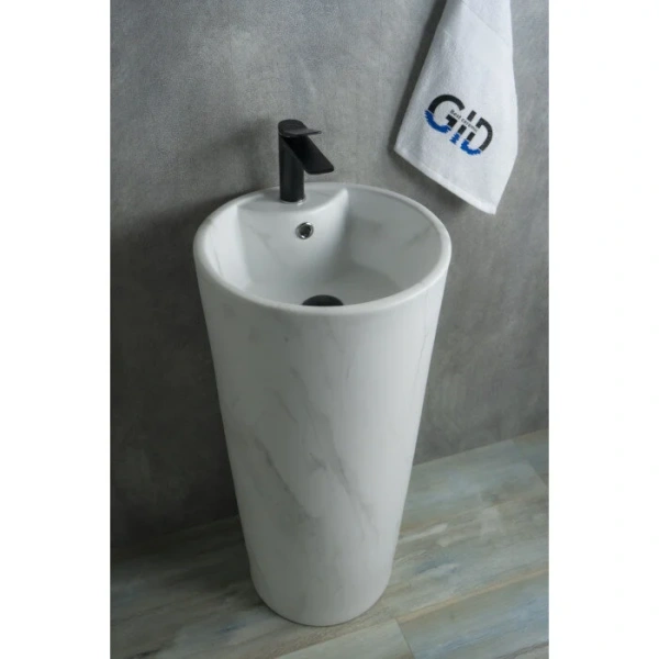 Раковина напольная GID Autonomo Nb131ws 40 см под камень, круглой формы, моноблок - фото 5