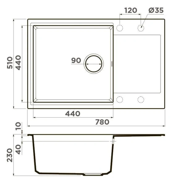Мойка для кухни Omoikiri Daisen-78-LB 49936 78 см из материала Artgranit - фото 3
