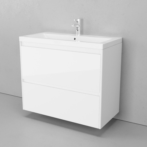 Тумба под раковину подвесная Velvex Klaufs 88 см белая, современная, hi-tech - фото 3