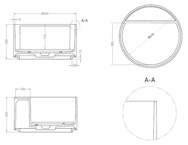 Раковина Salini Armonia Round Top 02 45 см белая матовая - фото 2