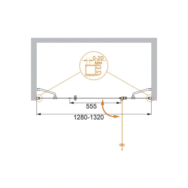 Душевая дверь в нишу Cezares Elena 130 см стекло прозрачное - фото 2