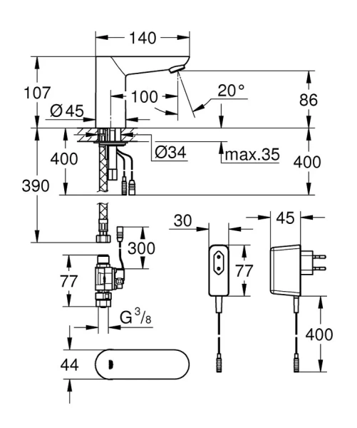 Кран для раковины бесконтактный Grohe Euroeco CE 36269000 - фото 2