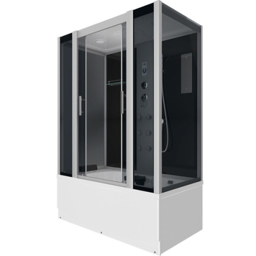 Душевой бокс, задние стенки чёрные, стекло тонированное, Erlit Comfort ER 4517TP-C4, с раздвижными дверьми - фото 6