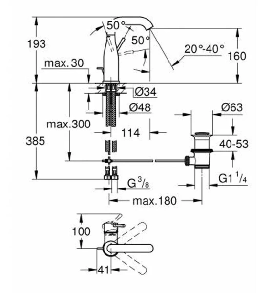 Смеситель для раковины холодный рассвет глянец Grohe Essence New , для раковины - фото 2