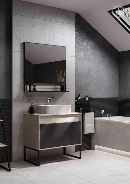 Полочка для ванной Акватон Лофт Урбан с полотенцедержателем - фото 3