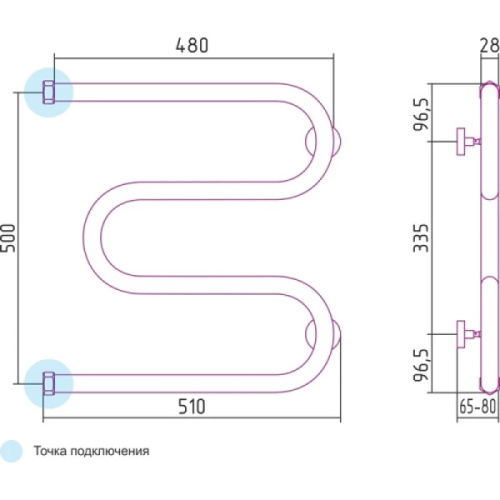 Полотенцесушитель водяной Сунержа М-образный 50x50 см другие цветовые решения - фото 2