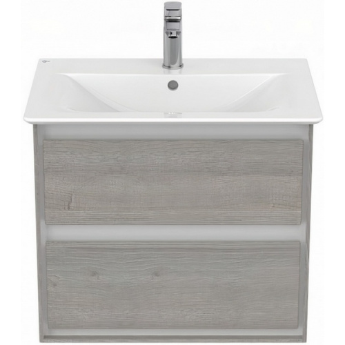 Тумба под раковину подвесная Ideal Standard Connect Air 60 см светло-серое дерево, белый матовый, моноблок - фото 5