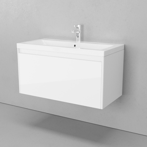 Тумба под раковину подвесная Velvex Klaufs 88 см белая, современная, hi-tech - фото 3