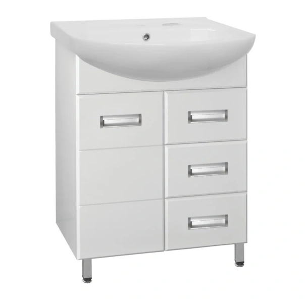 Тумба с раковиной напольная Style Line Ирис ЛС-00000016 65 см с тремя ящиками