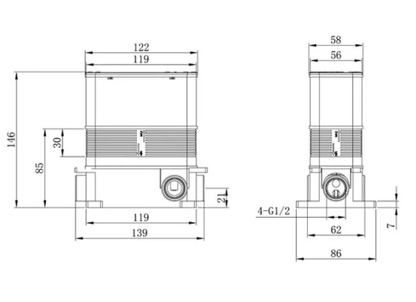 Смеситель скрытого монтажа для ванны и душа Caprigo Adria-Uno 02-551-crm, хром (УК043107) - фото 3