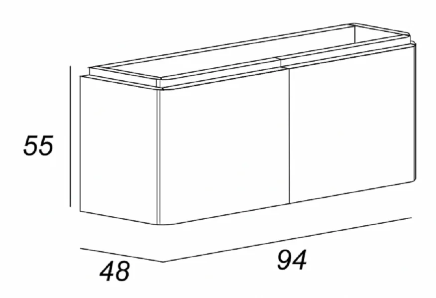 Тумба с раковиной подвесная Cezares Stylus 5522 94 см с четырьмя выдвижными ящиками, в наличии, по запросу - фото 2