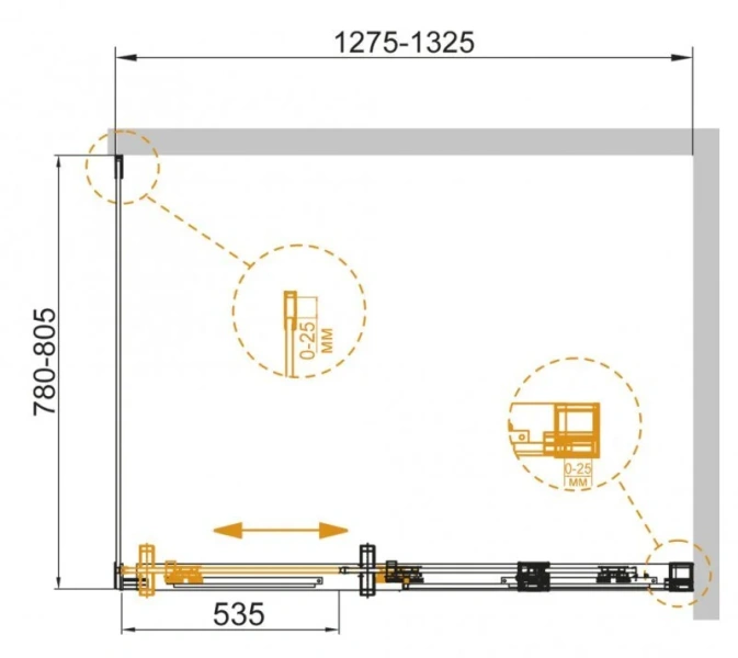 Душевой уголок Cezares Duet Soft 130х80 см прозрачное стекло, профиль хром - фото 2