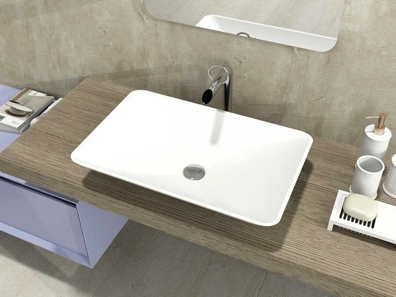 Раковина Montebianco Stelvio Quattro 60 см белая матовая, из камня - фото 7