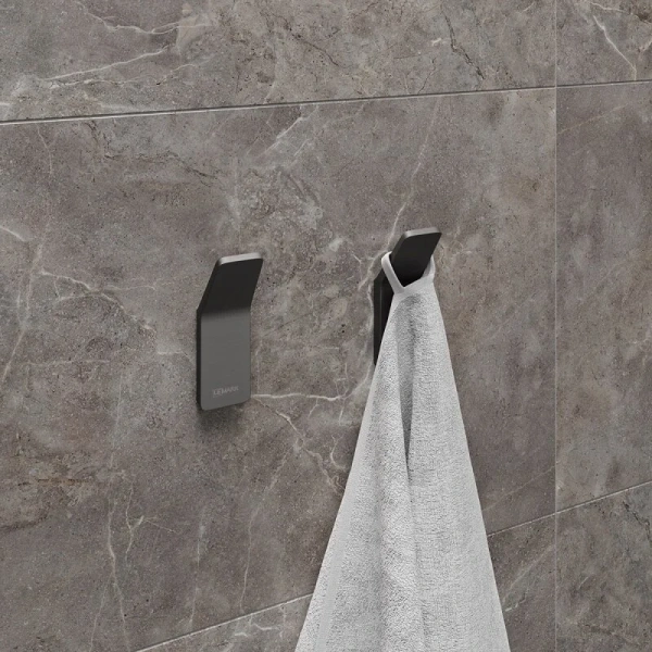 Крючок для ванной Lemark Smooth Line для полотенец и халатов графит - фото 3