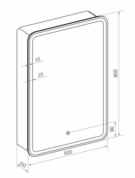 Зеркальный шкаф с подсветкой Misty Элиот 60 см правый, в наличии - фото 2