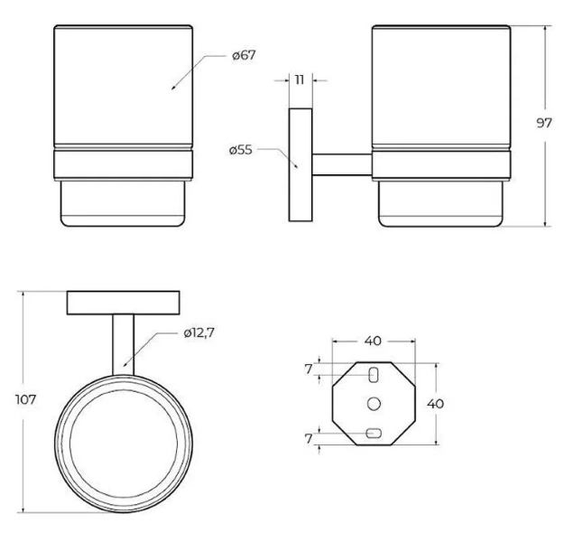 Стакан для ванной Cezares Relax оружейная сталь - фото 2