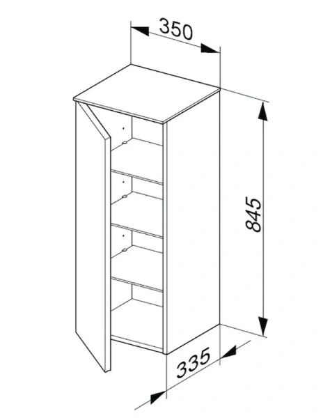 Шкафчик, петли слева, корпус:белый глянец, фасад:стекло, белый глянец Keuco Royal Reflex, по запросу - фото 2
