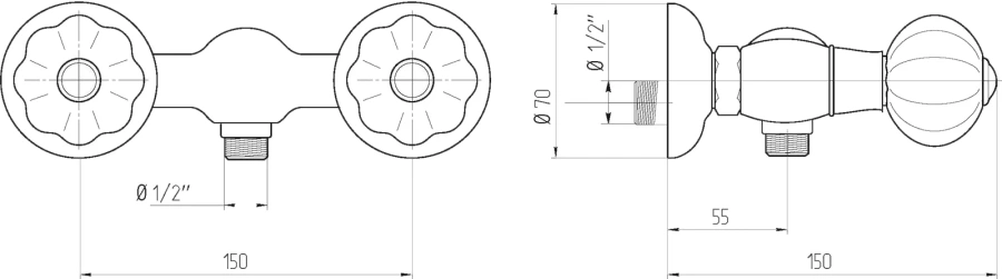 Смеситель для душа Migliore Olivia белые керамические ручки - фото 3