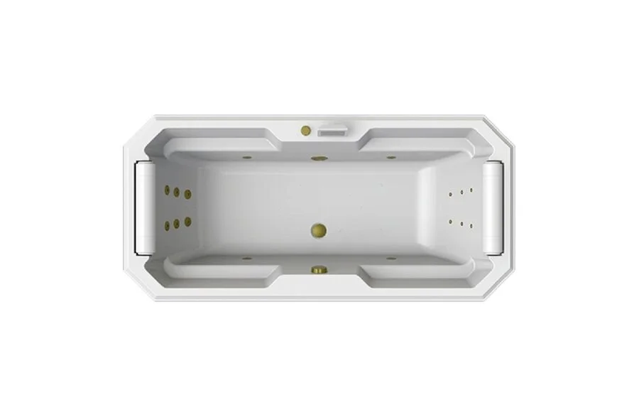 Акриловая ванна Fra Grande Фернандо-Bronze 4-01-4-0-0-422, 190 x 90 см, рама-подставка на декоративных ножках, комплект панелей, подголовник - 2 шт., слив-перелив автомат, 10 форсунок Релакс, 6 минифорсунок Релакс, контроллер 200, белая/бронза - фото 1