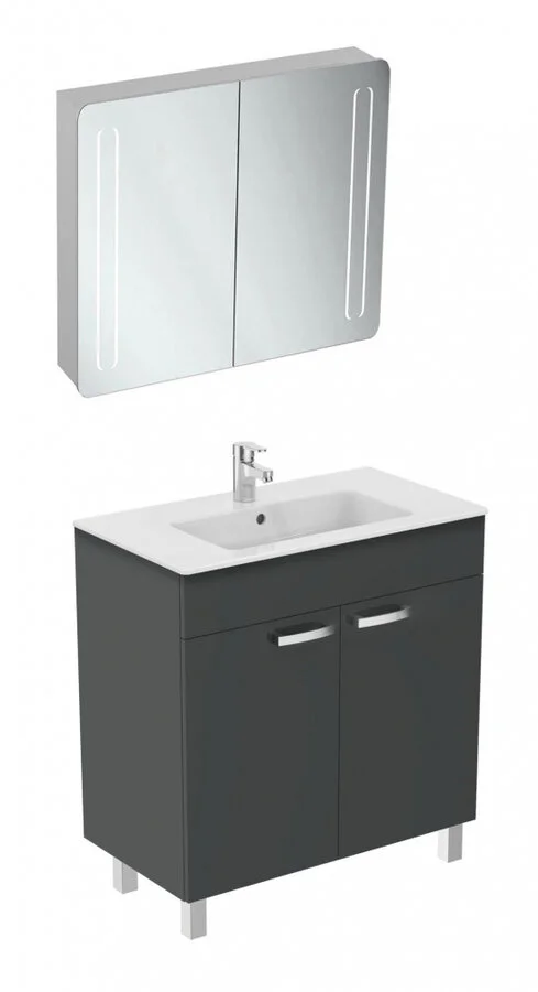 Тумба под раковину напольная Ideal Standard Tempo 80 см серая глянцевая, современная, hi-tech - фото 3