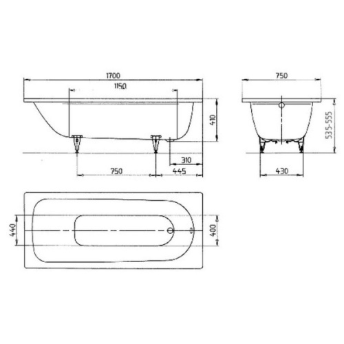 Ванна стальная Kaldewei Saniform Plus mod. 336 170x75 см с покрытием Easy-Clean и полный Anti-SlIp, современныe, hi-tech - фото 3