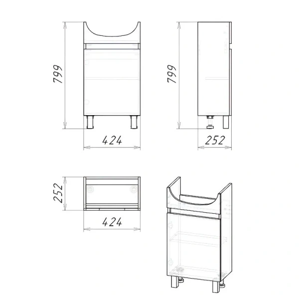 Тумба под раковину напольная Grossman Поло 45 см дуб сонома/белая - фото 2