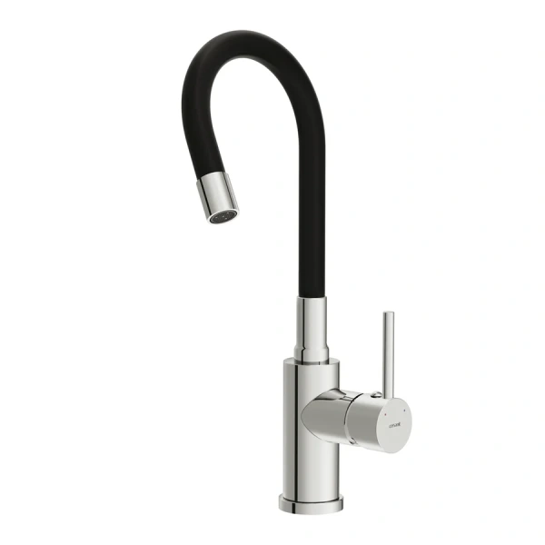 Смеситель для кухни Cersanit Melar хром/черный, высокие, из нержавеющей стали, округлая форма - фото 5