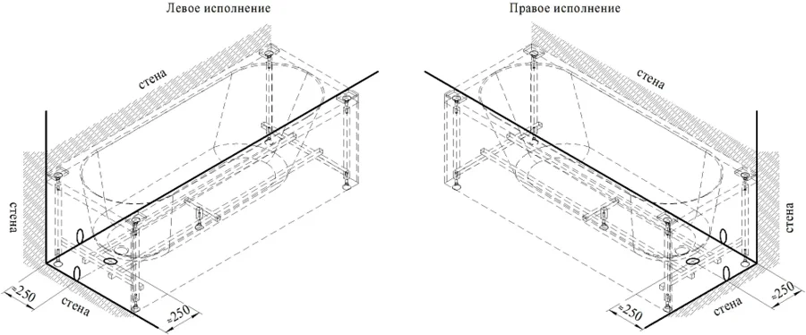 Акриловая ванна Радомир Виктория 2-01-0-0-1-250Р, 150 x 70 см, каркас разборный в комплекте, белая - фото 3
