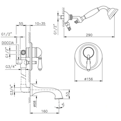 Смеситель для ванны Nicolazzi Cinquanta 3400 - фото 3