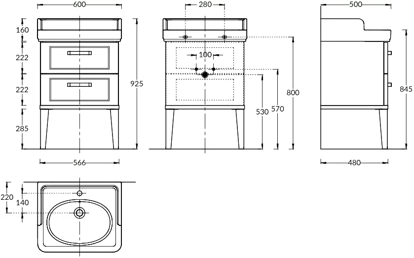 Тумба под раковину напольная Kerama Marazzi Pompei 60 см черная, 60 см - фото 6
