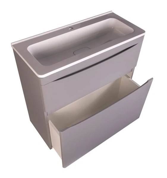 Тумба под раковину напольная Style Line Бергамо 90 см серая, современная, hi-tech - фото 3