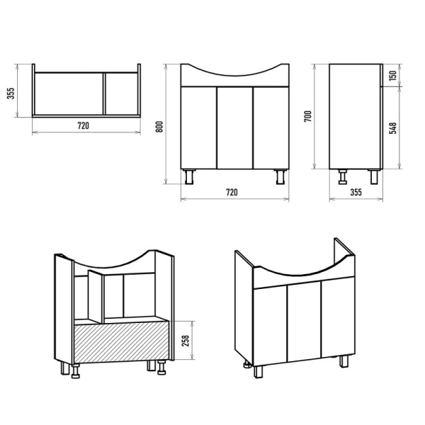 Тумба под раковину напольная Misty Изео 75 см белая - фото 2