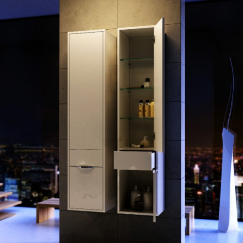 Шкаф-пенал подвесной Aqwella  Malaga 33 см белый, петли справа, 30 см - фото 3