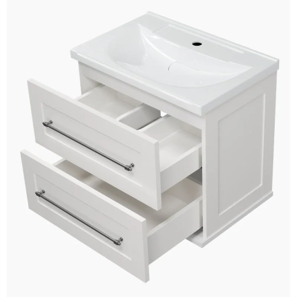 Тумба под раковину подвесная Misty Марта 60 см белая, моноблок - фото 5