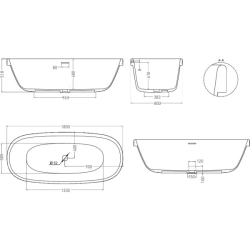 Ванна из искусственного камня Salini Greca In 180x80 см покраска по RAL полностью, овальные - фото 5