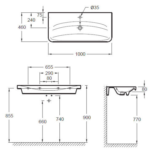 Раковина подвесная Jacob Delafon REPLAY E4487-00 100 см керамическая - фото 4