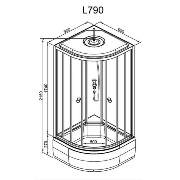 Душевая кабина Deto L 90x90 см с гидромассажем - фото 2