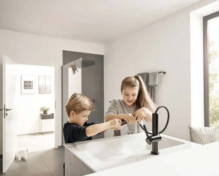 Смеситель для раковины Hansgrohe Finoris черный матовый index_1 - фото 10